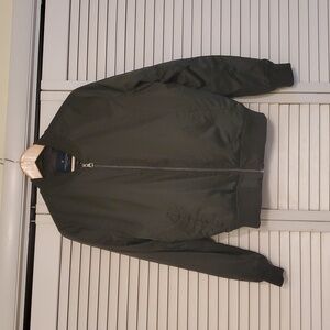 American Eagle Coat Olive Green Quilted Bomber Jacket, Size Large